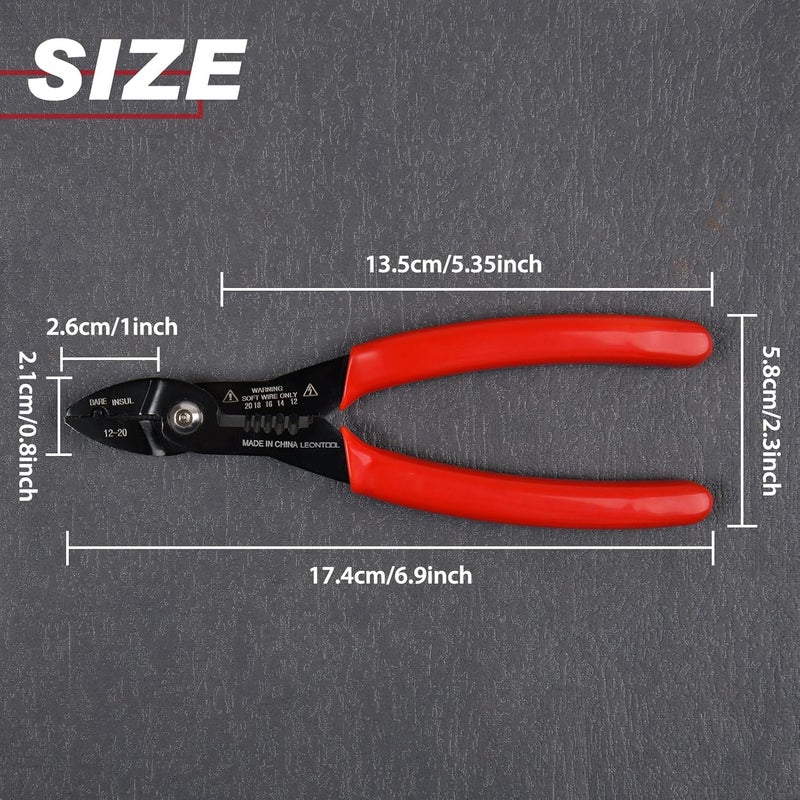 LEONTOOL 4-in-1 Multi Purpose Electricians Pliers with Wire Cutter, Crimper, Gripper, Stripper| 7" Compact Wire Stripper| Professional Wire Crimping Tool for 12-20 AWG Insulated & Non-Insulated Wires - Image 4